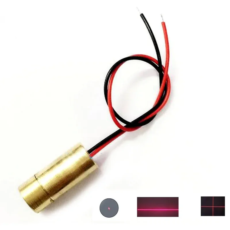 

Lot 10PCS DIY Copper DC 3V 5V 5mW 650NM 9mm Diameter 650nm Red Dot/Red Line/Red Cross Point Laser Head Module Adjustable Lazer