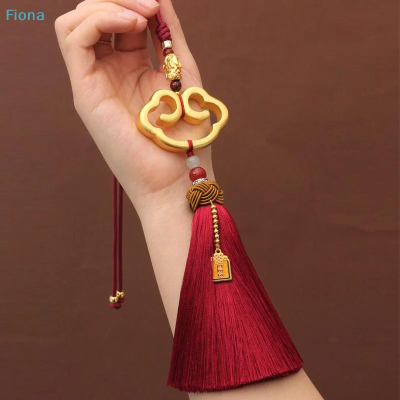 ♩ Ornement suspendu en forme de nuage de style chinois avec pompon, pendentif pour rétroviseur de voiture, décoration suspendue pour la maison, cadeaux de festival