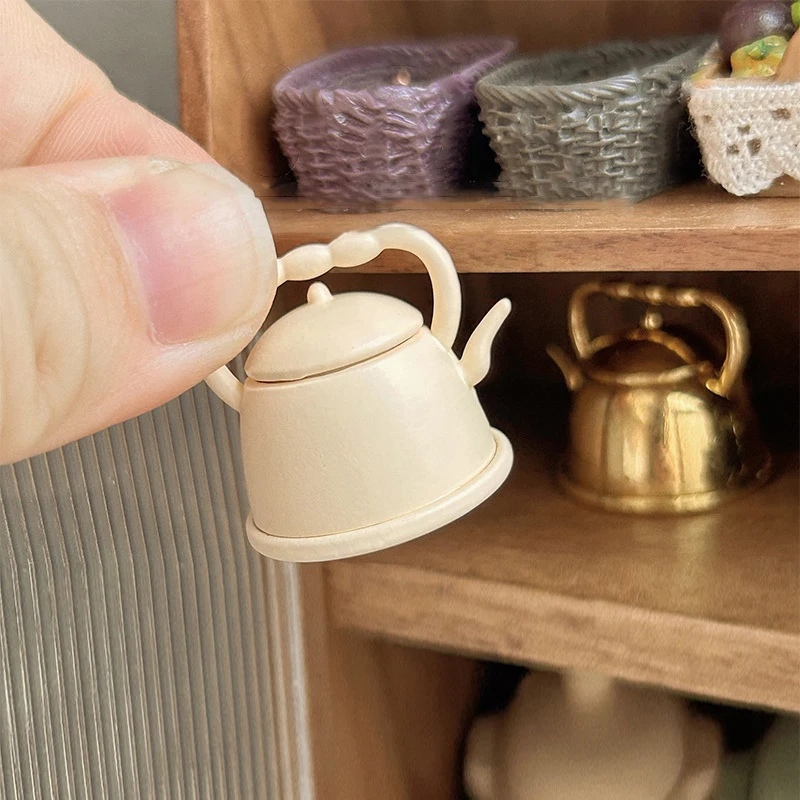 Miniature Teapot 1/12 Kitchen Decor Kitchen Accessories Tableware Decoration Miniature Tea Kettle Dollhouse Tea Kettle