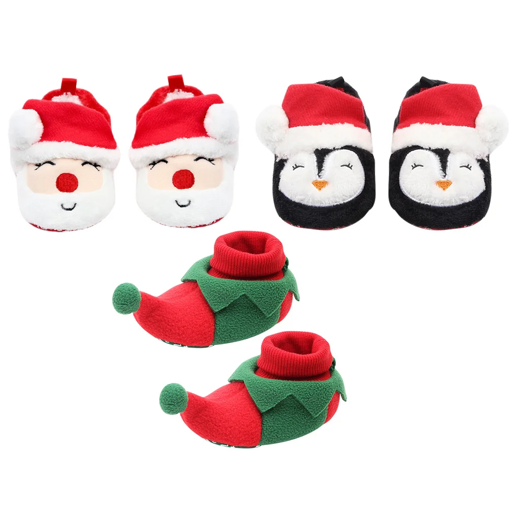 Anti-slip Boots Socks Prewalker Shoes Winter Baby Moccasins Christmas Slippers Toddler