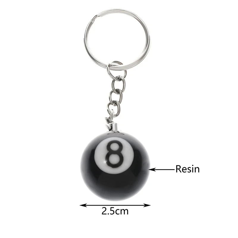 Creative Billiard Black Magic 8 Ball Keychain Mini 2.5cm Resin Pendant Women Men Key Ring Accessories For Key Charm