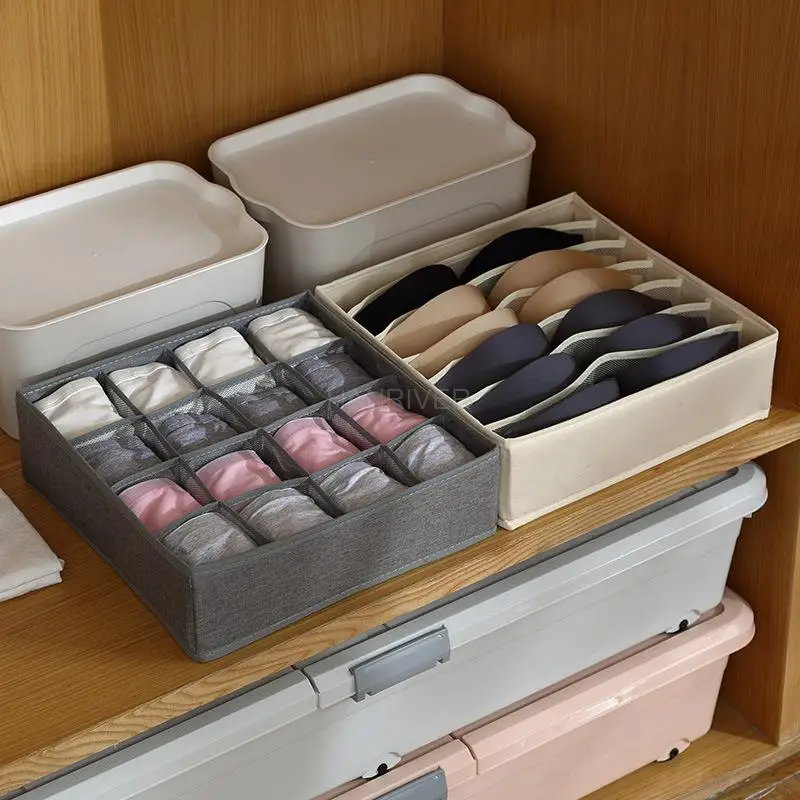 Non-woven storage box for storing socks underwear bra tie separate drawer wardrobe storage bag 7/24 grid removable organizer
