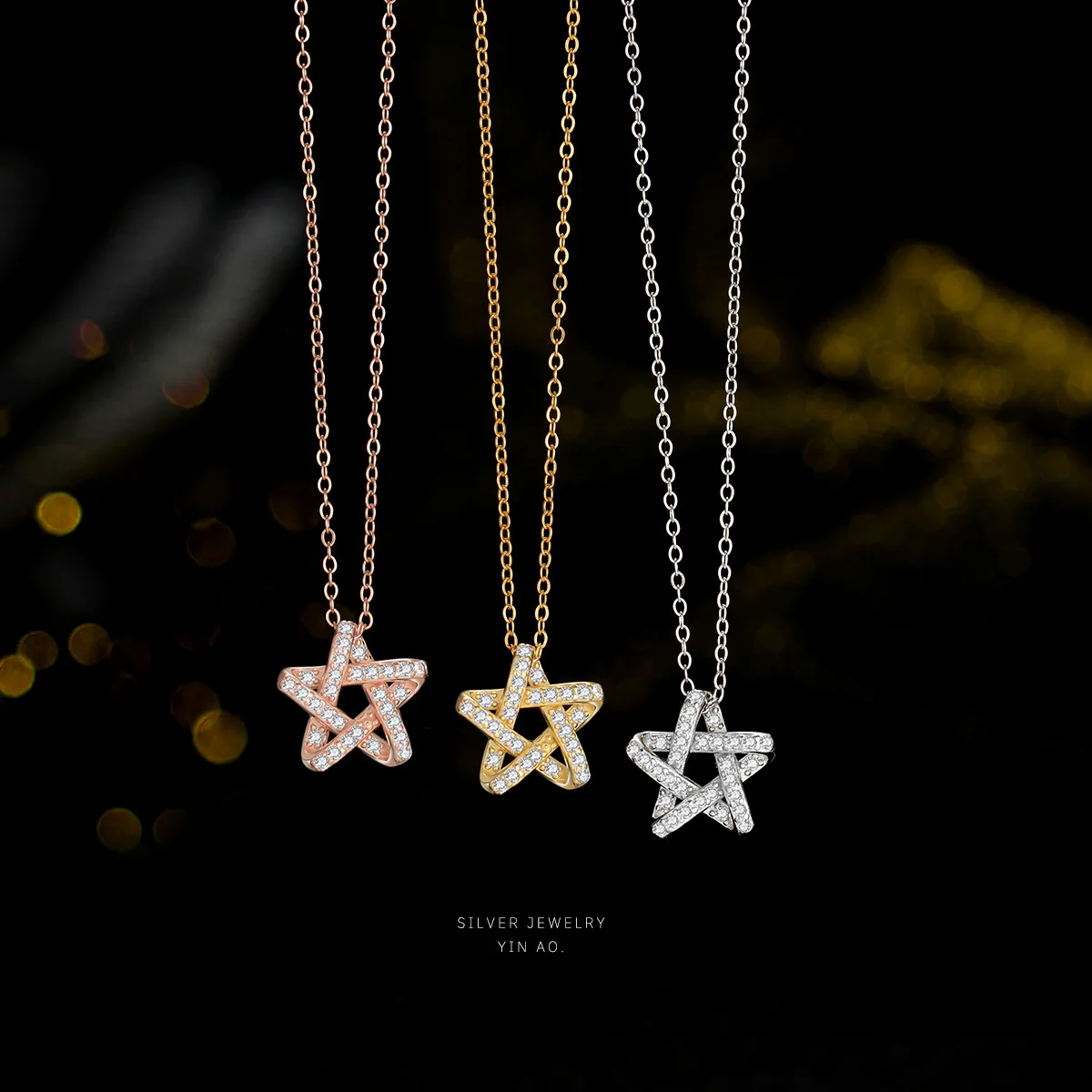 D-Color VVS1 Moissanite Hexagram Pendant Necklace Lab Created Imitation Diamond for Women Star of David Necklace Jewelry Gift