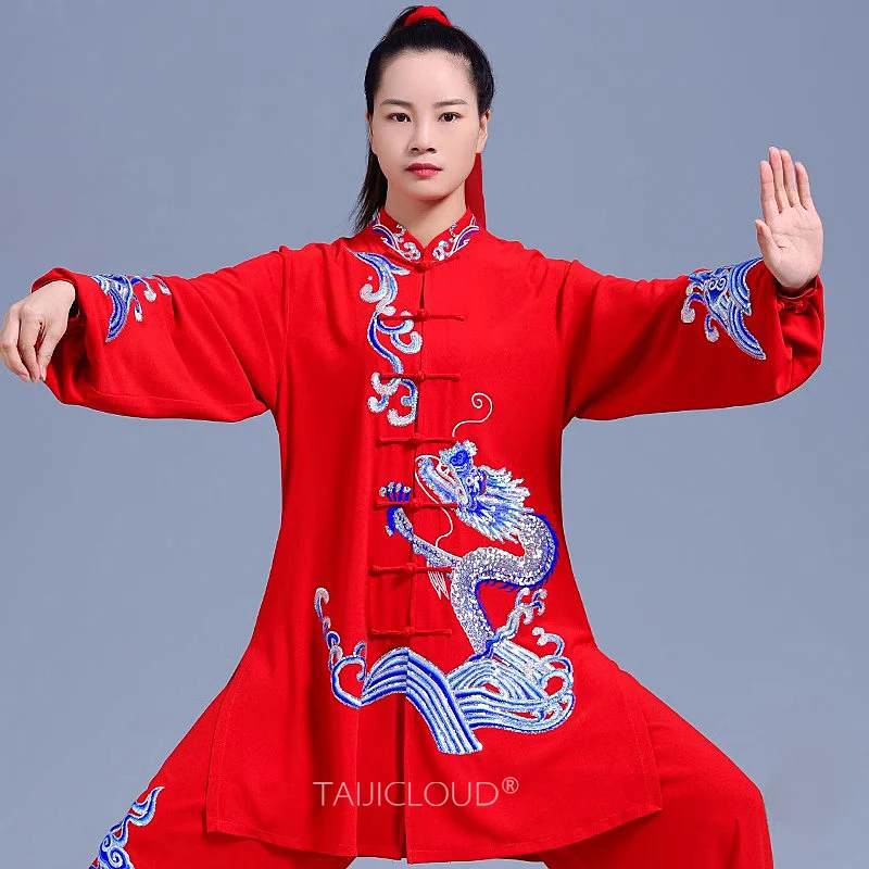 

2025 Spring Kung Fu Uniform - Embroidered Tai Chi Clothing for Qigong & Martial Arts Shows (Breathable Loose Design)