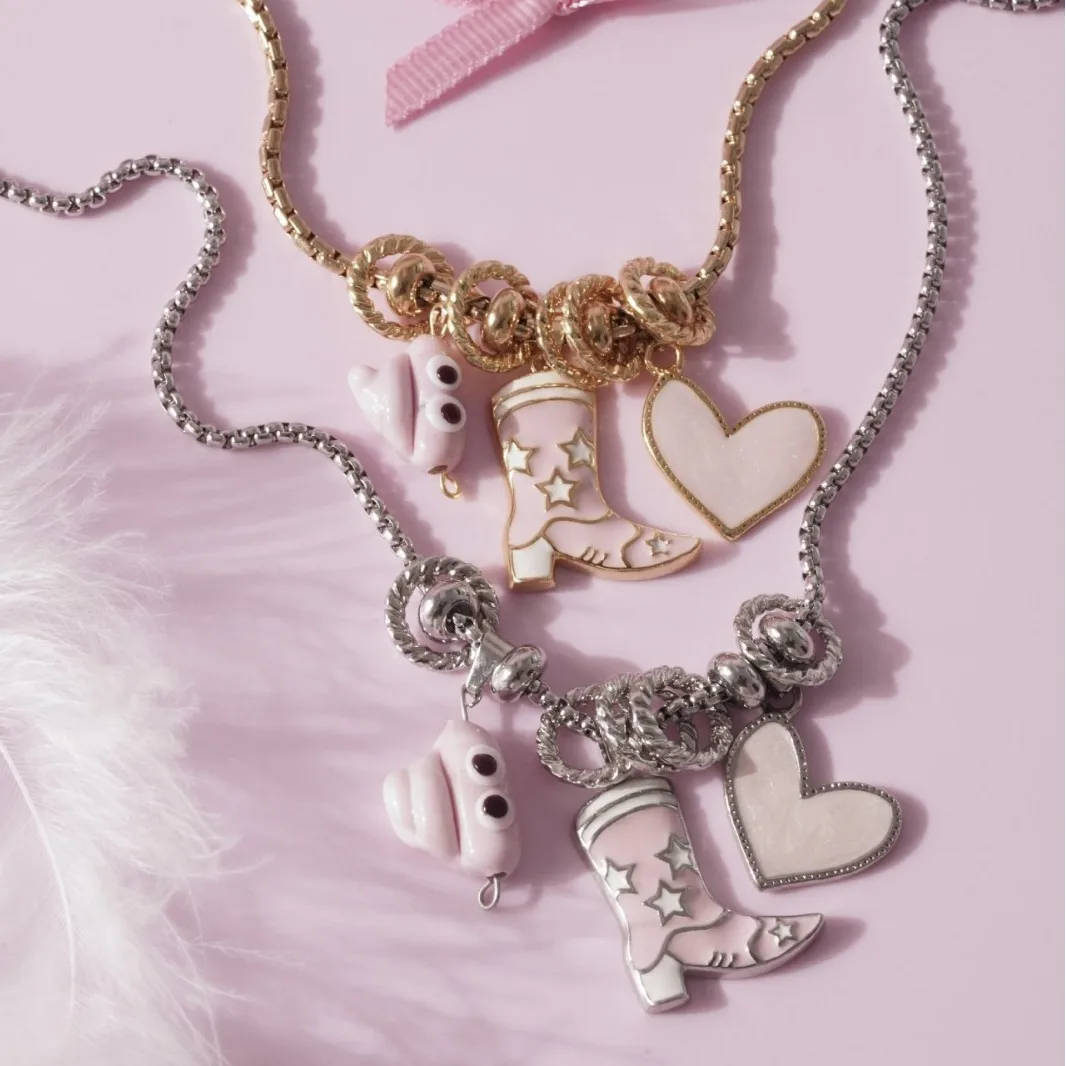 

SongYi Colorful dripping boots peach heart multi-pendant necklace Accessory pendant necklace stainless steel Fashion necklaces f