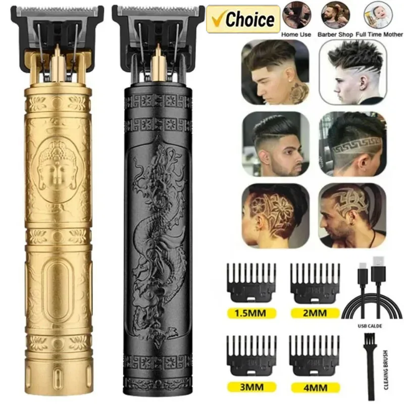 Vintage T9 Electric Hair Cutting Machine Hair Clipper Professional Men Shaver Rechargeable Barber Trimmer for Men Dragon Buddha