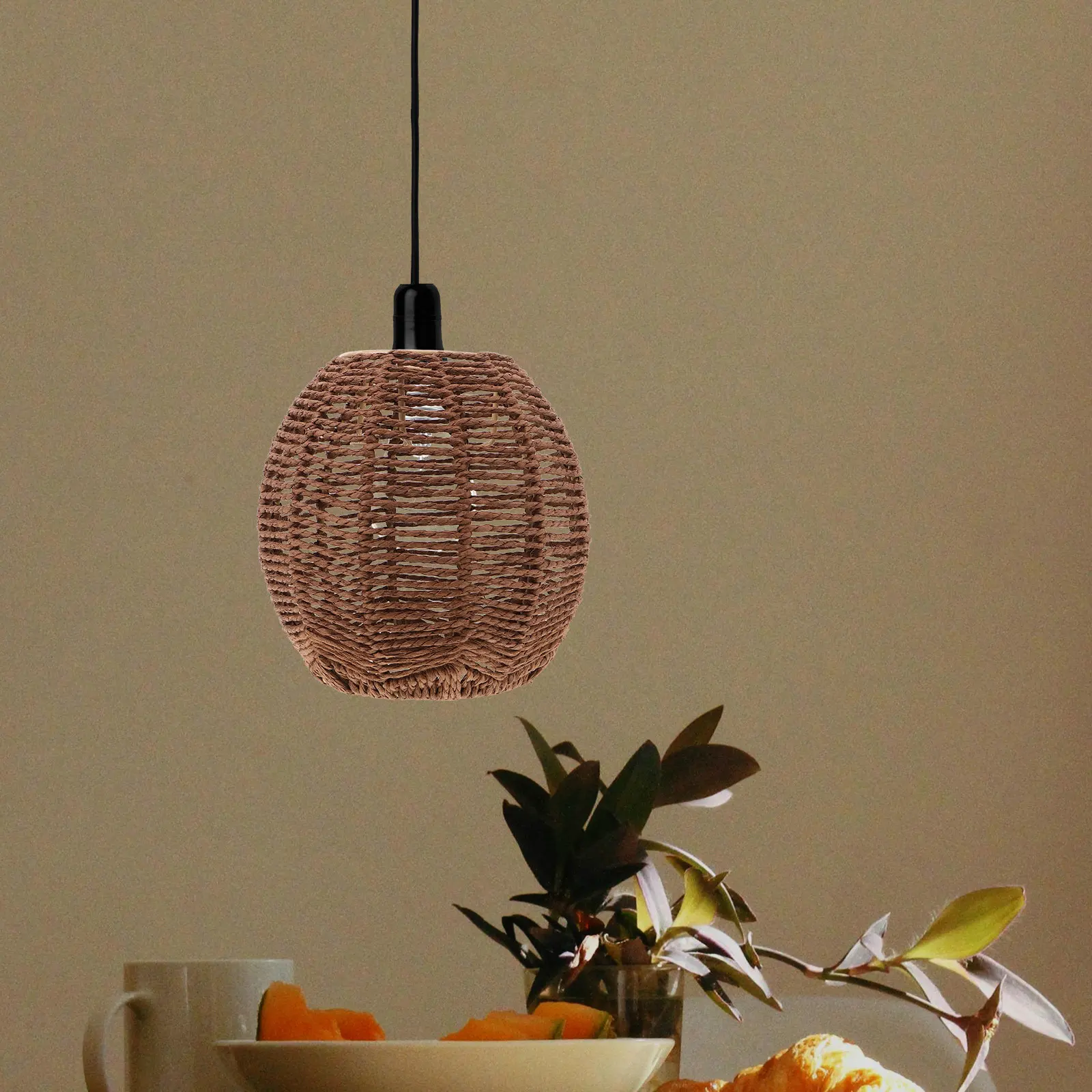 Woven Paper Rope Lampshade Rustic Handwoven Shade Replacement Pendant Light Cover Ceiling Floor Lamp Fixture Woven Lamp Guard