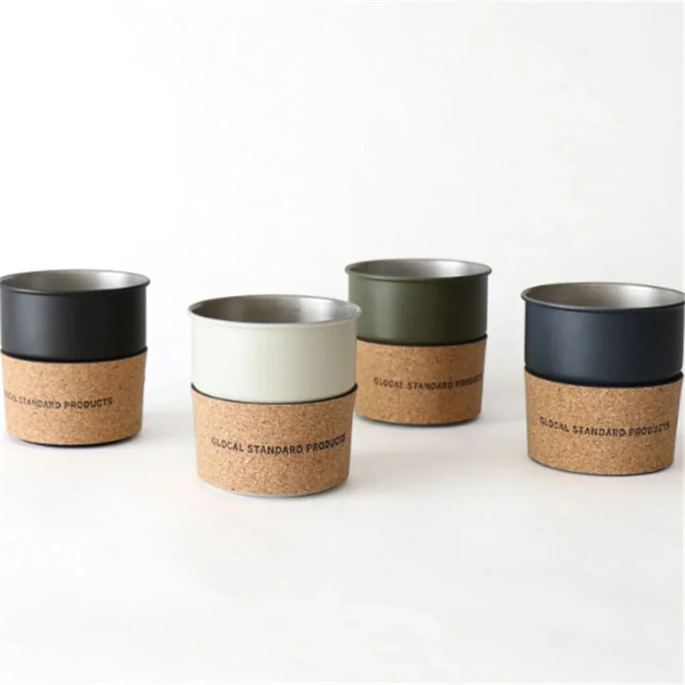 1PC Camping Coffee Cup Sleeves Versatile 230x43mm Cork PU Leather Hot Cold Drinks Band Cover Wraps Carry Parts
