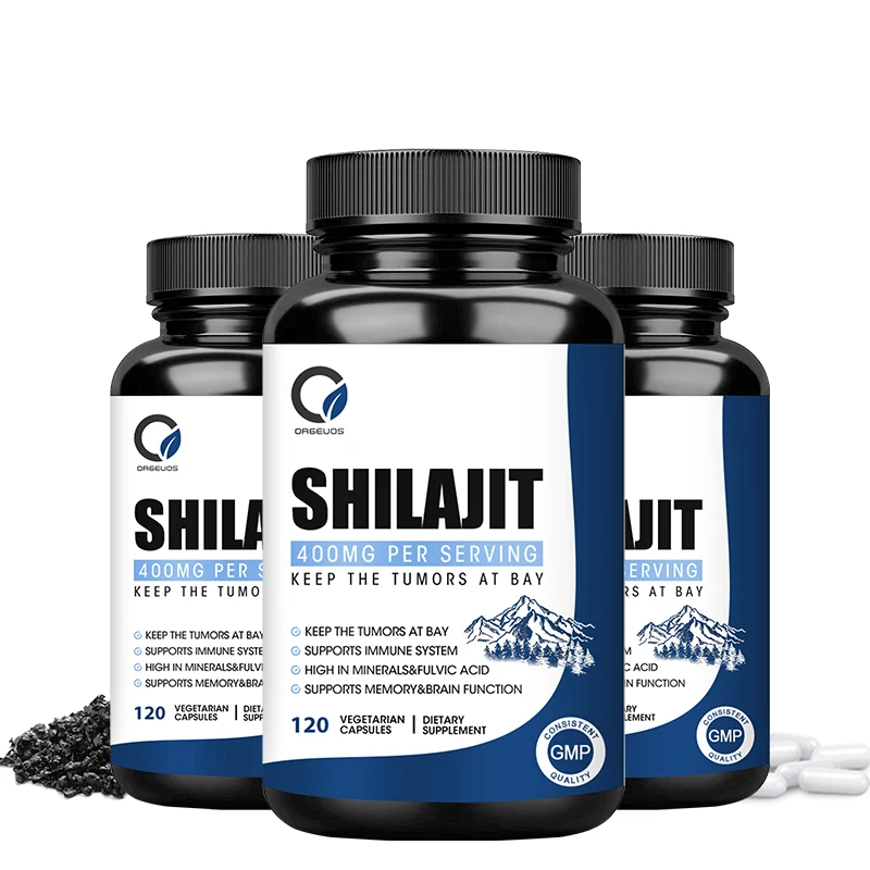 Organic Himalayan Shilajit Capsules Natural Fulvic Acid Support Brain & Memory Anti-Fatigue & Stress Male Energy Supplements