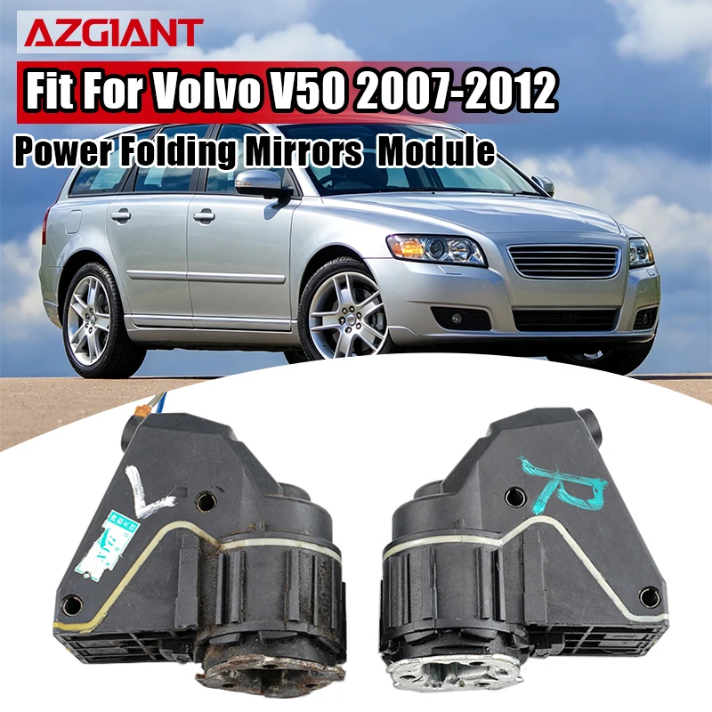 AZGIANT Exterior Side Rearview Door Mirrors Folding Motor Actuator For 2007-2012 Volvo V50 Power Electric Repair Kit Auto Module