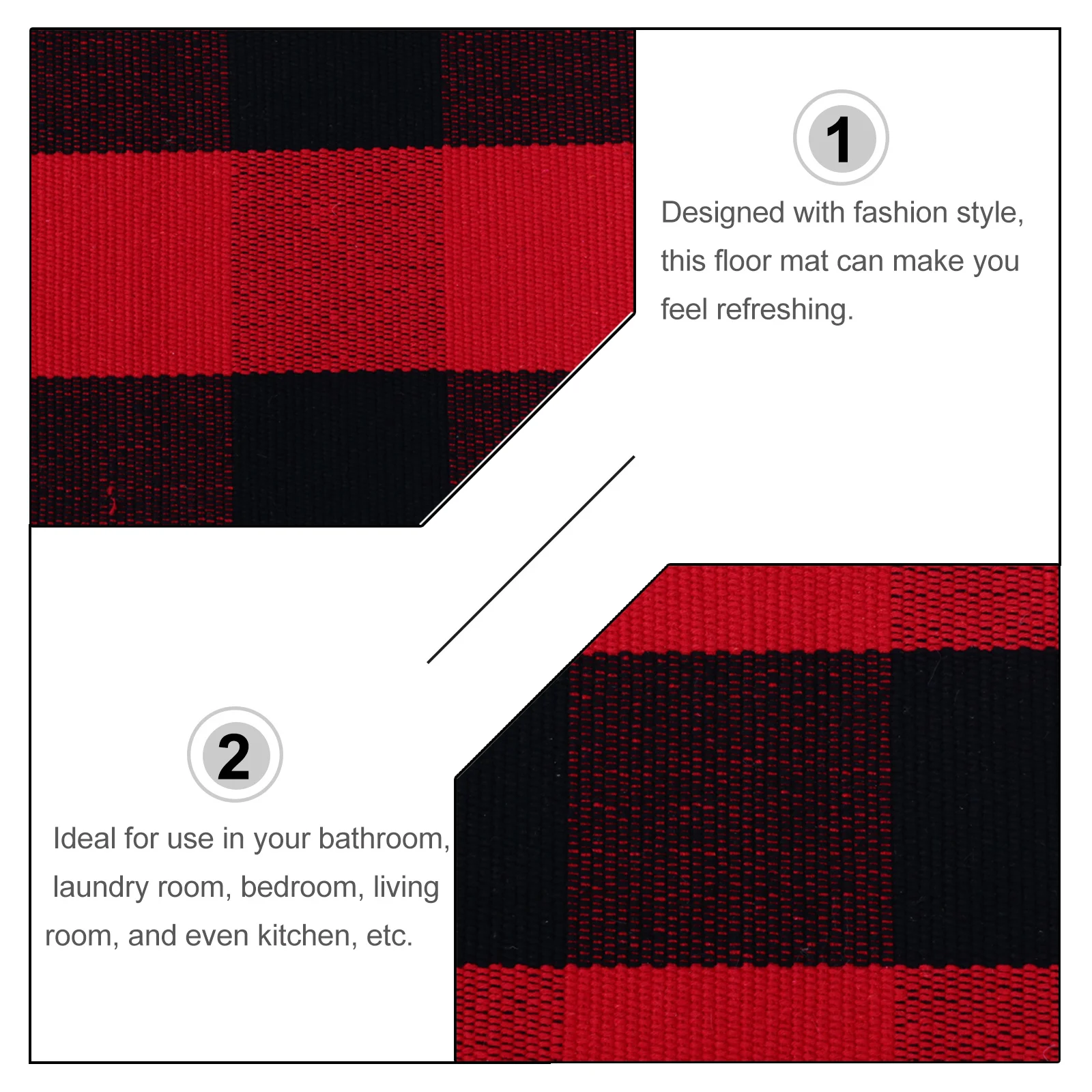 

Red Pattern Anti-Skid Floor Mat Bathroom Kitchen Bedroom Entrance Rug Durable Non-Slip Home Floor Covering