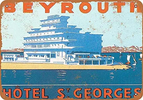 Hotel St. Georges Beirut Lebanon Retro Street Sign Household Metal Tin Sign Bar Cafe Car Motorcycle Garage Decoration Supplies