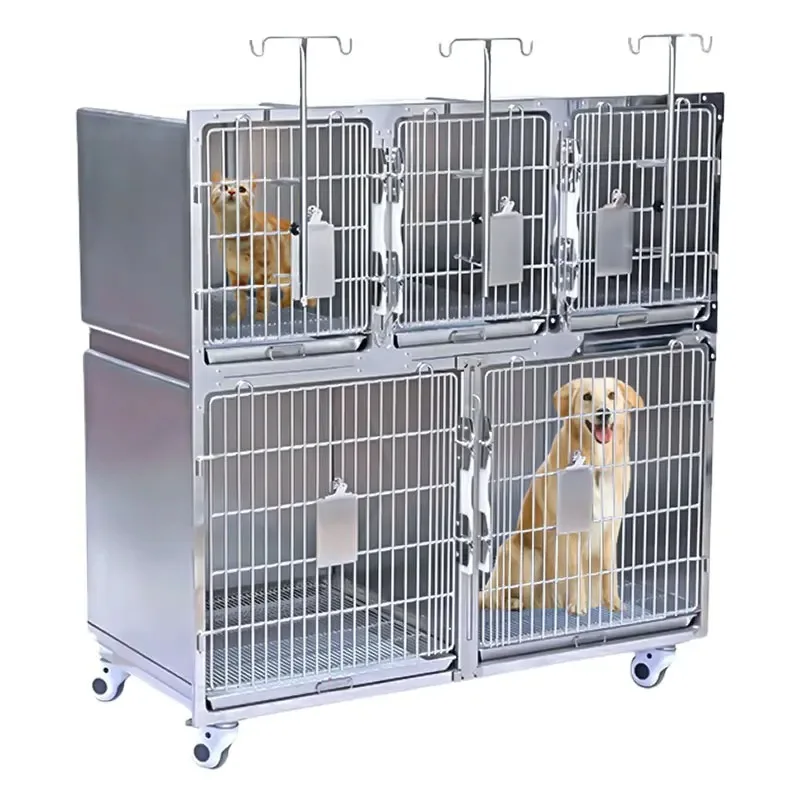 Customized pet cage Metal Kennels 4 position Stainless Steel Pet Cage