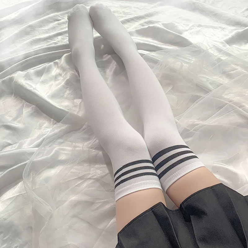 Over Knee Long Socks Lolita Striped Gothic Over Knee Thigh High Socks Gothic Y2k Leg Warmers For Women New 2024