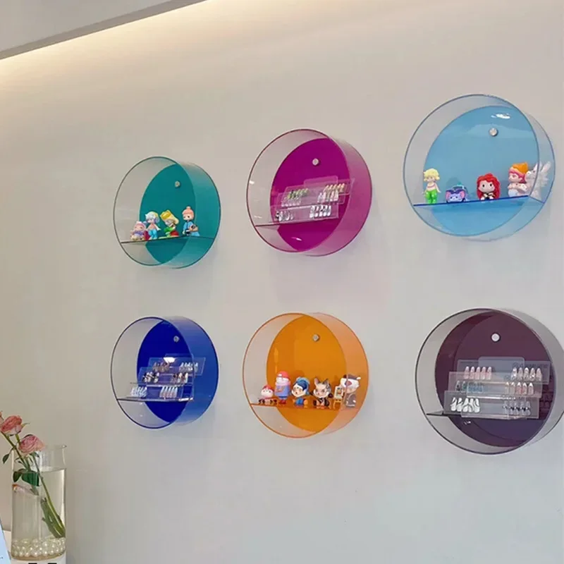 Acrylic Wall Hanging Figurine Rack Color Display Cabinet Blind Box Holder Circular Shelf Handmade Decoration Internet Famous