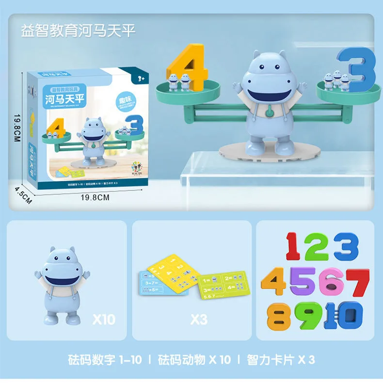 

Children's Digital Hippopotamus Balance Toy Early Education Puzzle Addition Subtraction Enlightenment Balance Mathematics Teach