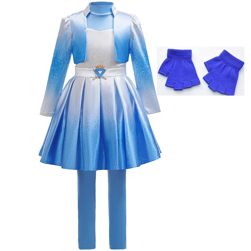Movie Rise of Red Cosplay Outfit Girls Gradient Blue Jacket Skirt Leggings Set Carnival Birthday Stage Performance Costume