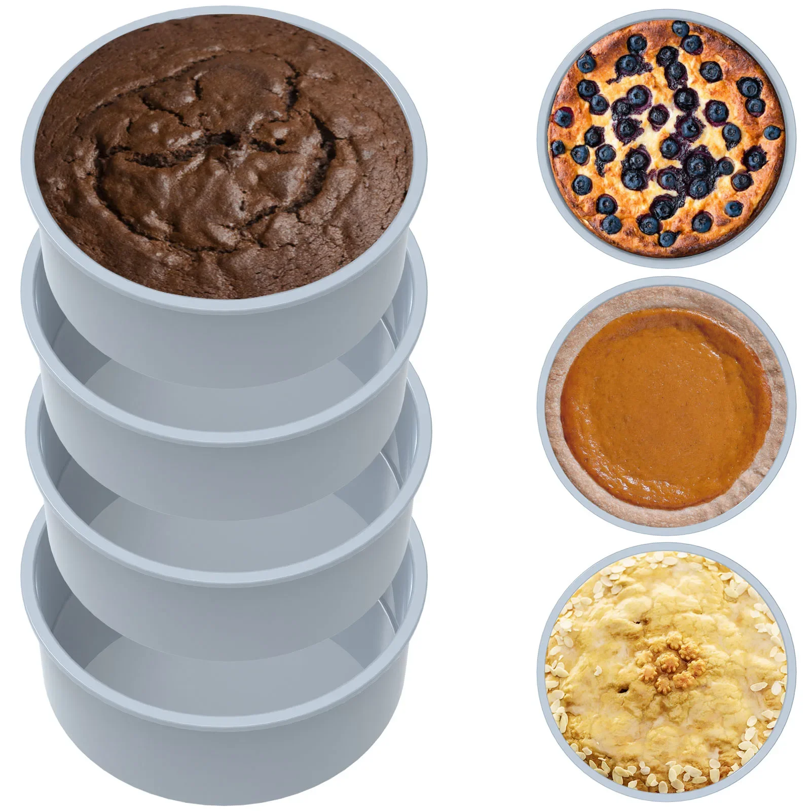 

4 шт. силиконовая банка для торта 6,3 дюйма, круглые силиконовые формы для торта, антипригарные формы для фритюрницы, силиконовая форма для торта для выпечки тортов