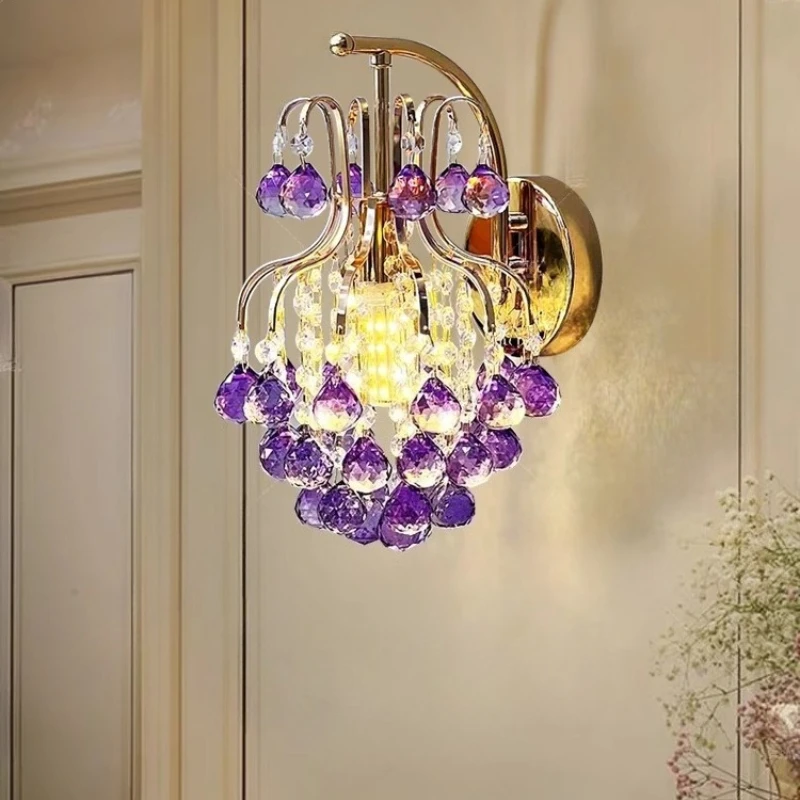 

Postmodern Crystal Wall Lamps Luxurious High-end Feeling Living Room Cafe Villa Hotel Master Bedroom Bedsides Wall Lights Decor