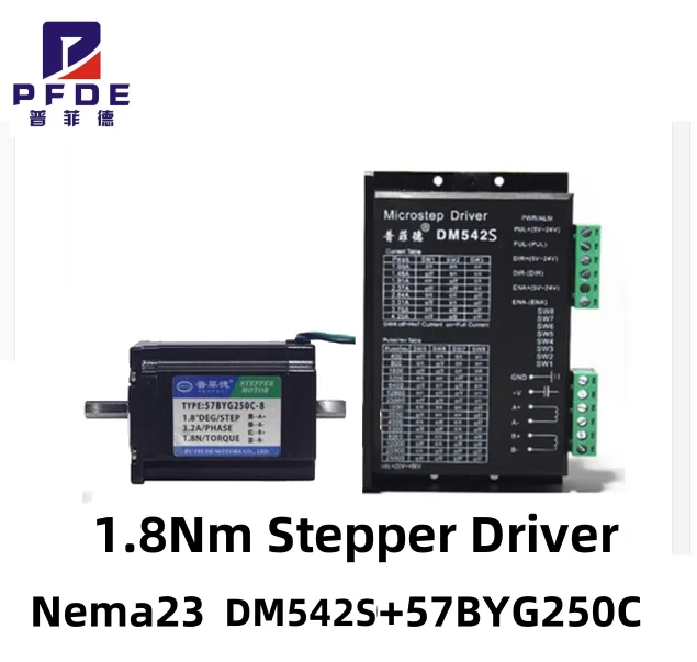 DC 9-42V 1.8Nm Stepper Driver + Nema23 Dual Output Shaft Motor kits TB6600+57BYG250C for Automation Equipment and Instruments