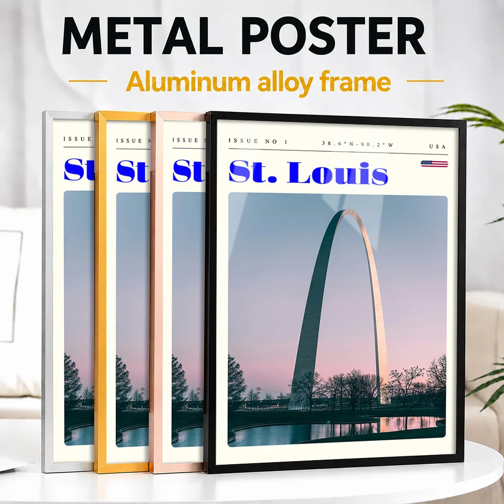 St. Louis Missouri Cityscape Framed Metal Print Customized Scenic Tribute Wall Art Perfect Within Office As Adventure Lovers