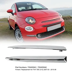 Car Front Bumper Upper Molding Chrome Trim 735455041 Replacement For FIAT 500 2007‑2015