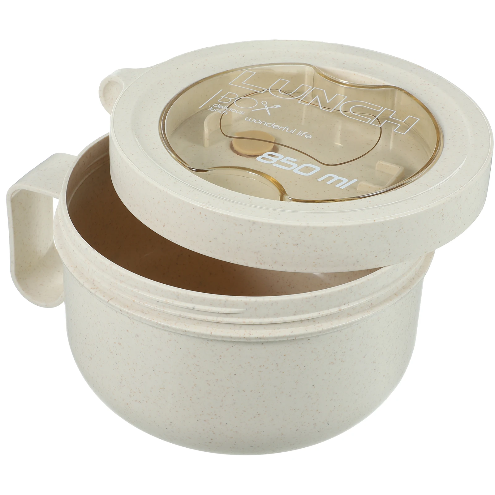 

Portable Large Capacity Instant Noodle Bowl Sealed Lunch Box Beige Reusable Containers Bento Food Storage Leak Proof Adult