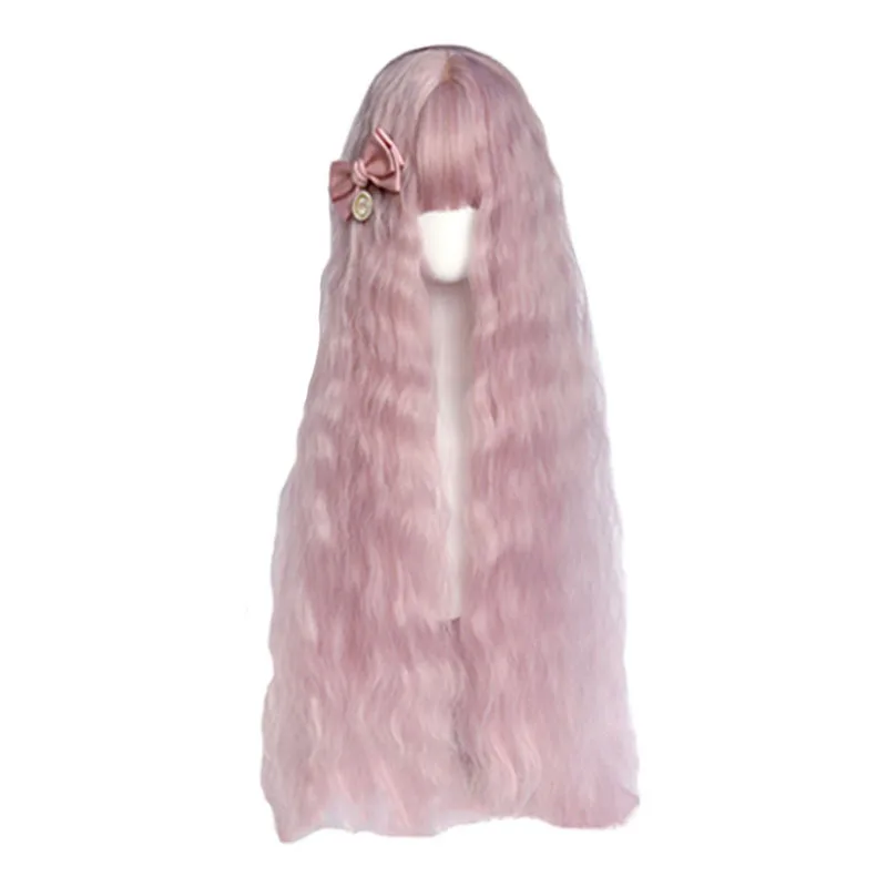 باروكة شعر طويلة مجعدة للنساء نمط كورنو المموج الوردي نفس النمط لشخصية ريرا من سلسلة الرسوم المتحركة KuzuNoha #1