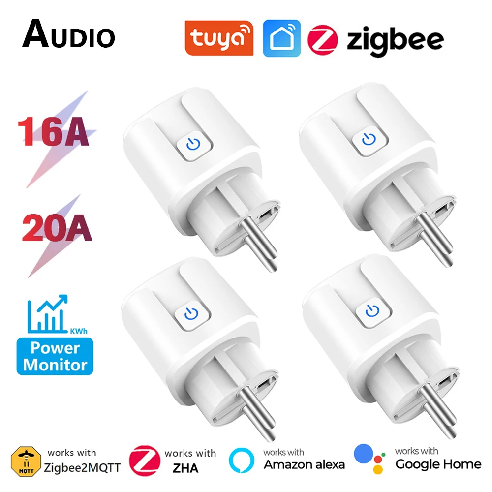 

Tuya Smart Plug Zigbee EU Socket 16A/20A Smart Outlet With Power Monitor Timing Voice Control Works with Alexa Google Home Alice