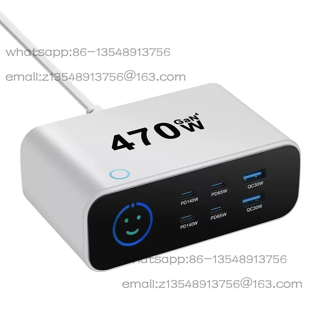 New TFT display desktop charging multi-function charger PD3.1 fast charging 140W multi-port fast charging 470W