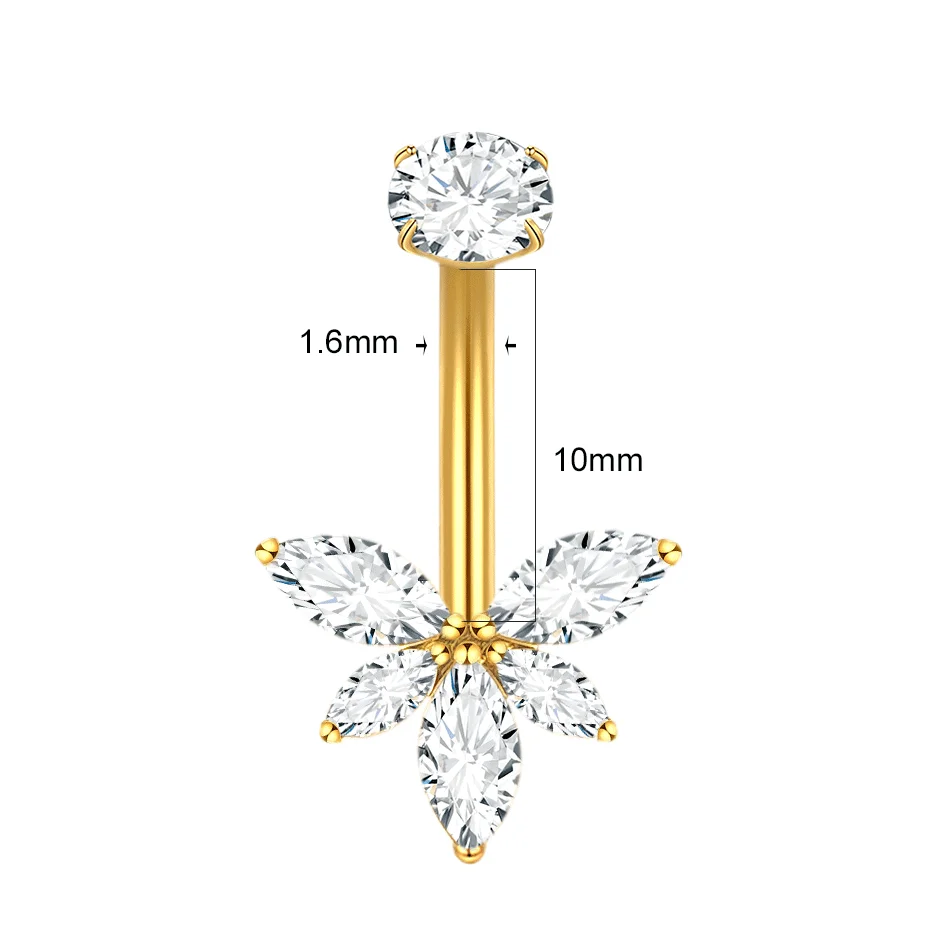 1/5PCS Titanium Crystal Belly Button Rings 14G CZ Heart Curved Barbell Navel Rings Piercing Ombligo Belly Women Jewelry Gifts