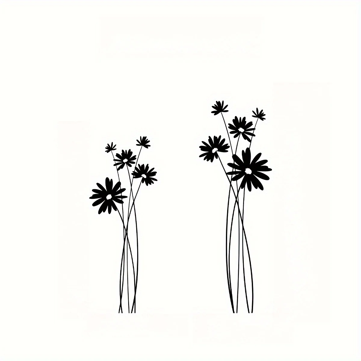 1pc Hand-Painted Black Floral Vinyl Sticker Removable Waterproof Botanical Decal for Cars Trucks Motorcycles Laptops