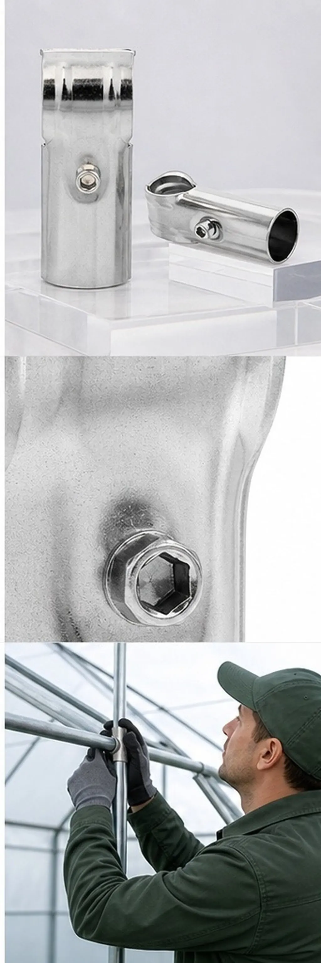 4Pcs T Shape Greenhouse Connector Clamps Heavy Duty Steel Tee Connectors for Horticultural Frame Pipe Joint Structural Stability