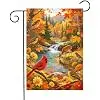 Beautiful Autumn Forest Scene Deer Birds Flowers Garden Yard Flag jjp