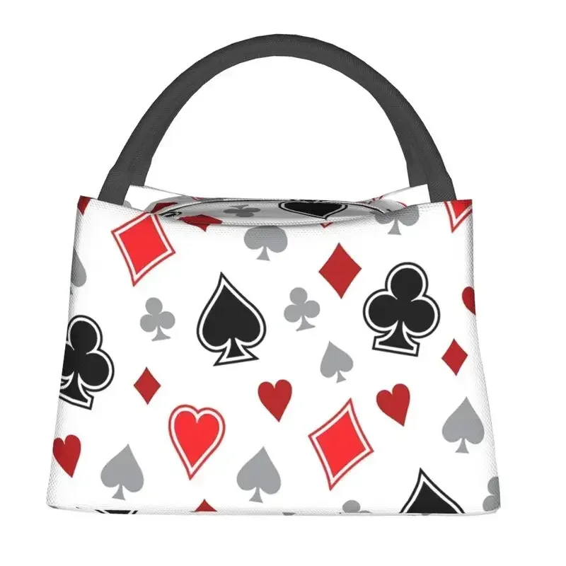 Vintage Casino Poker Gambling Chips Pattern Insulated Lunch Bag for Women Leakproof Poker Card Thermal Cooler Lunch Tote Travel