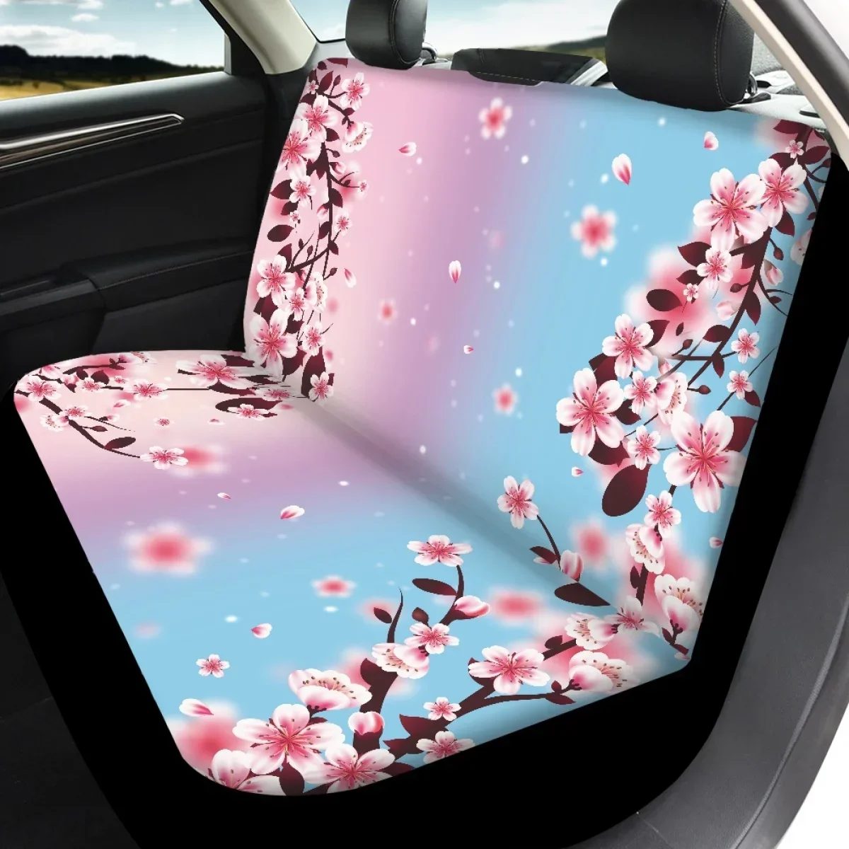4 قطعة أغطية مقاعد السيارة طباعة البرقوق غطاء مقعد السيارة الأمامي والخلفي المضادة للانزلاق مقاومة لينة العالمي حماية مقعد السيارات