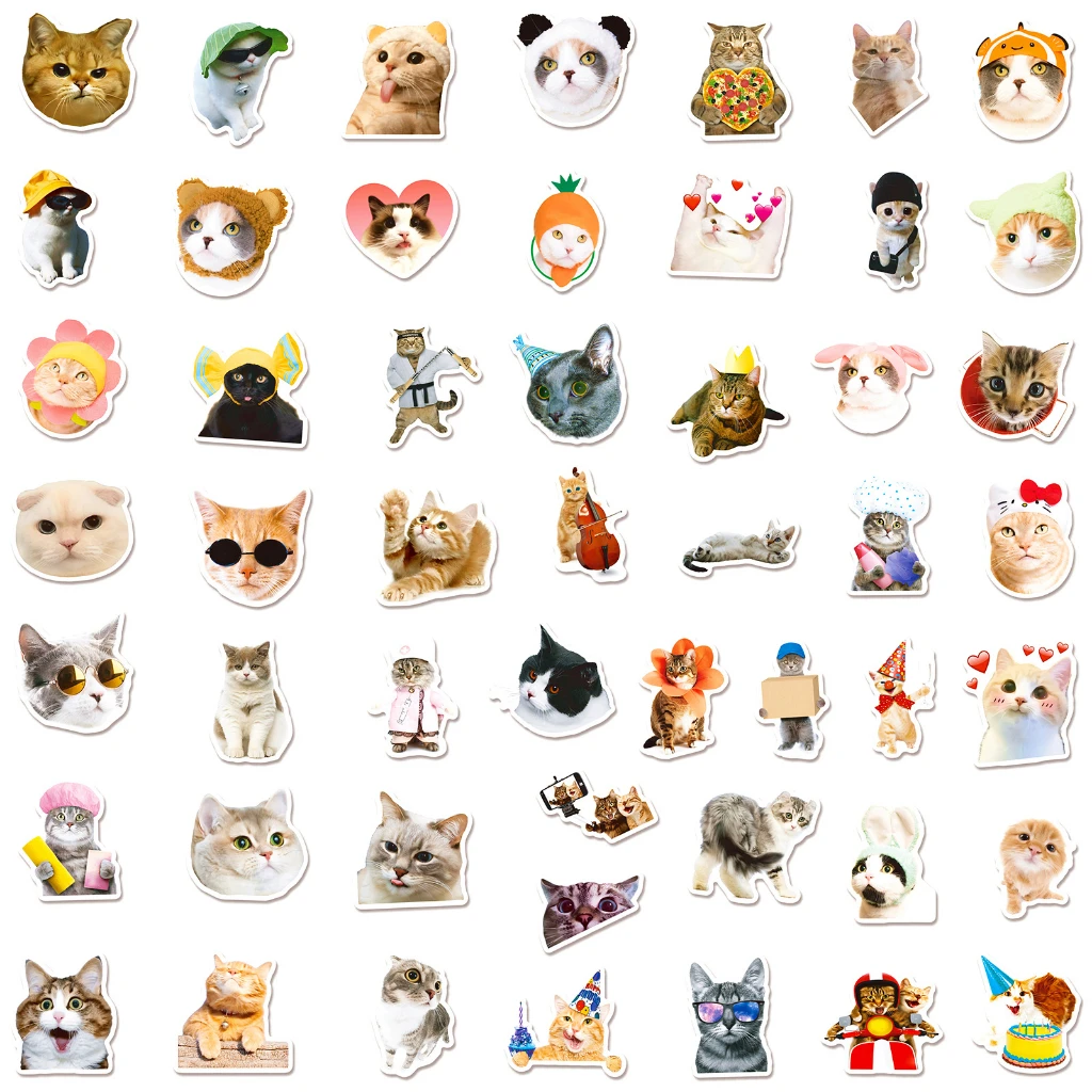 50PCS Funny and Realistic Cute Cat Stickers For Laptop Helmet Phone Case Decal BulingBulingStickers Store