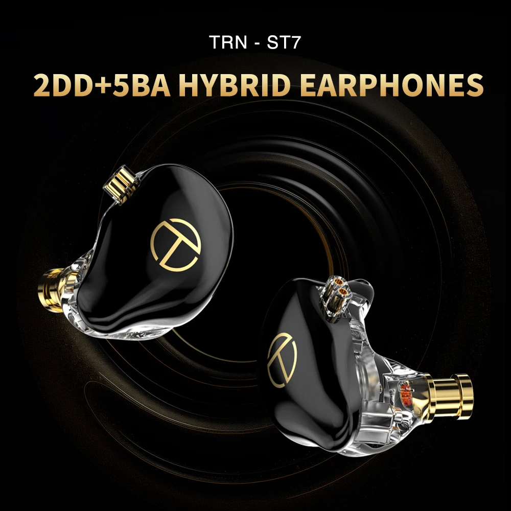 TRN ST7 2DD+5BA Hybrid Earphones  Earbud HIFI Sport Noise Cancelling Headsets items  for Audiophile Musician DJ Headphone