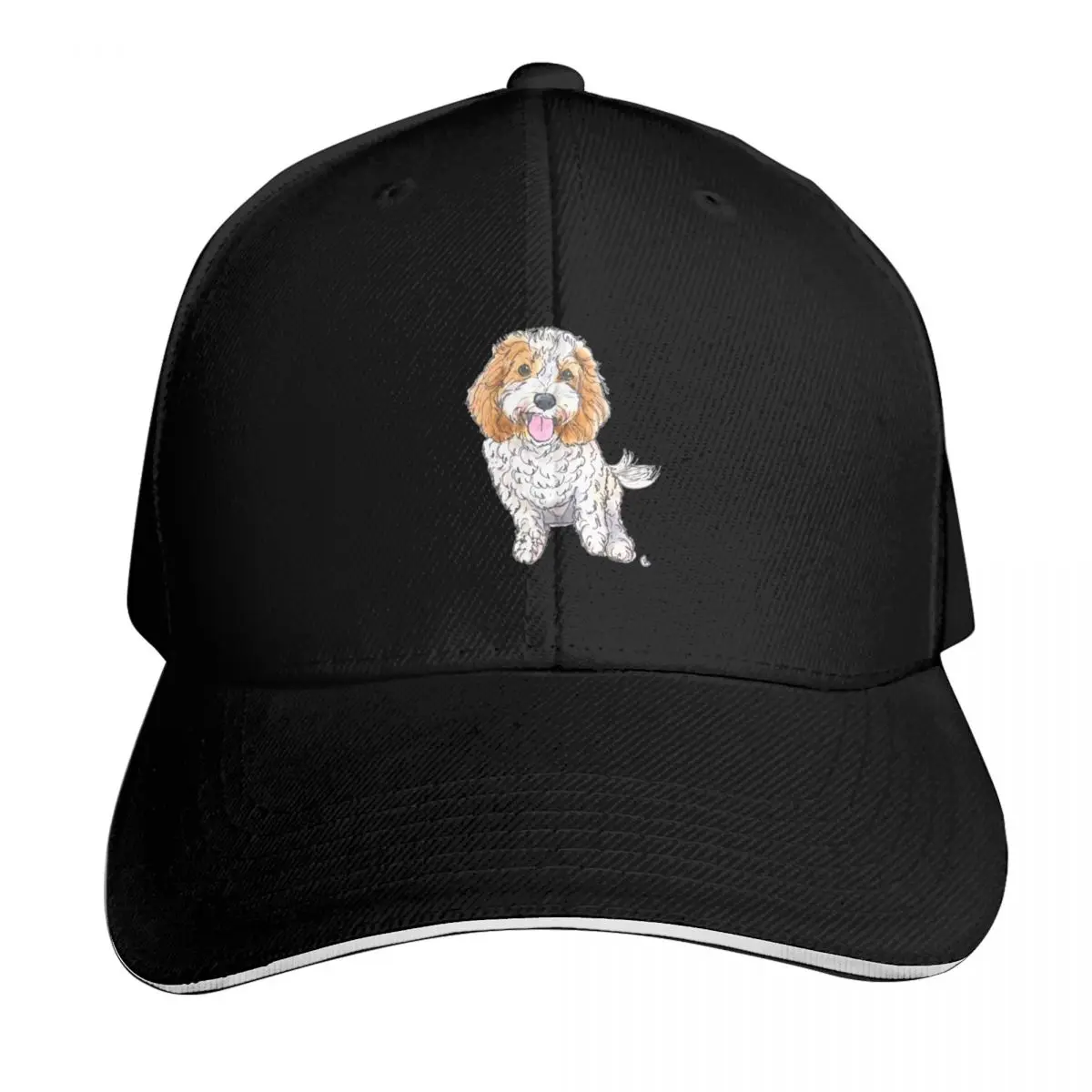 

Tan and White Cavapoo Baseball Cap hats on offer Rave Big Size Hat Kids Hat Girl Men's