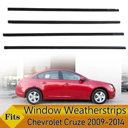 4PCS Car Outer Windows Rubber Weatherstrip Waterproof Pressure Strip Sealing Belt Moulding Trim For Chevrolet Cruze 2009-2014