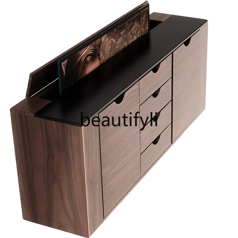 

Hidden intelligent lifting integrated TV cabinet remote control electric opening solid wood