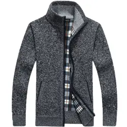 Manteau en laine fausse fourrure pour hommes avec fermeture éclair, vestes chaudes, tricots décontractés, cardigan avec optique, automne et hiver 2024