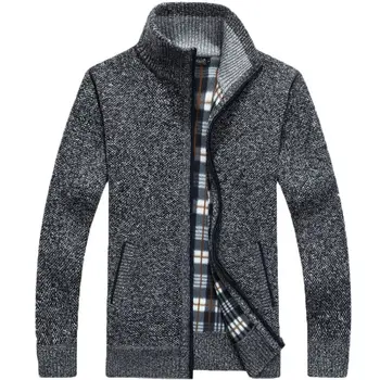 2024 Autunno Inverno Cappotto maglione da uomo Pelliccia sintetica Maglione di lana Giacche da uomo Cerniera lavorato a maglia Cappotto spesso Caldo Casual Maglieria Cardigan