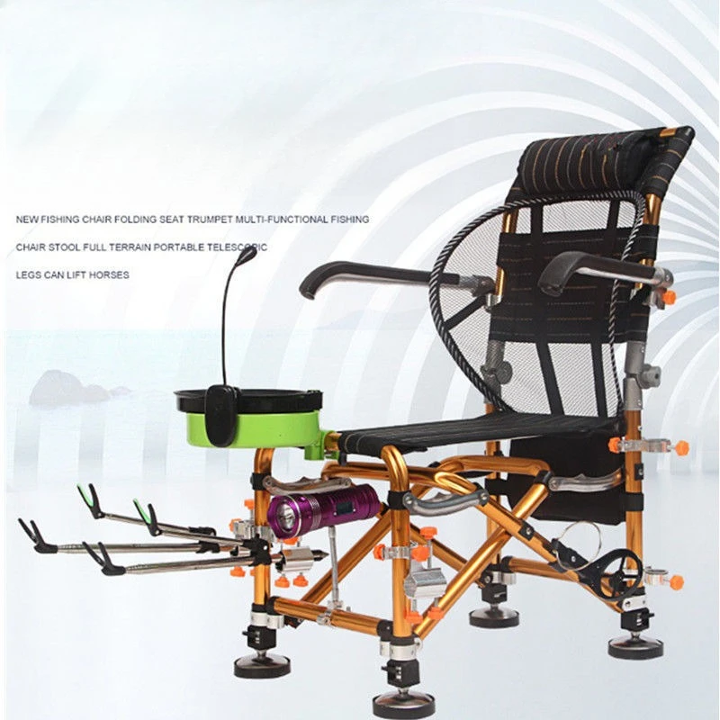 

Fishing chair, all-terrain reclining folding portable multi-functional table fishing chair