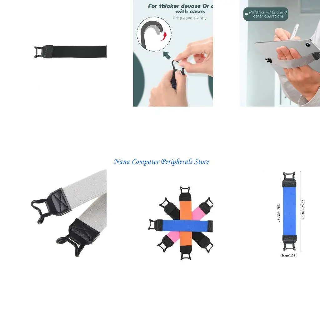 

F68C Universal Tablets Grip Holder with Metal Bracket Tablets Holder Flexible Strap