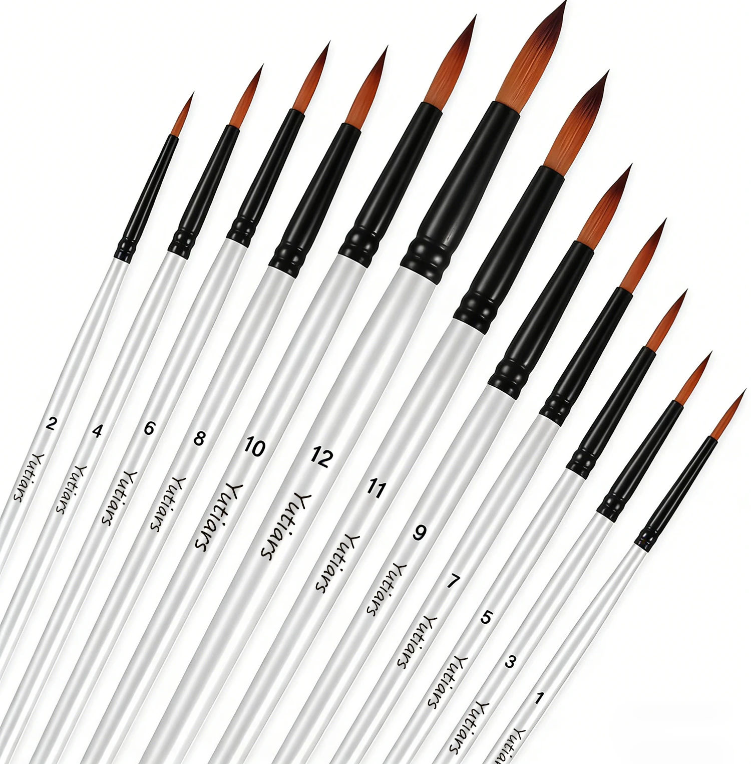 12pcs Professional Paint Brushes Set Round Pointed Tip Nylon Hair Artist Acrylic Brush For Acrylic Watercolor Oil Painting Body