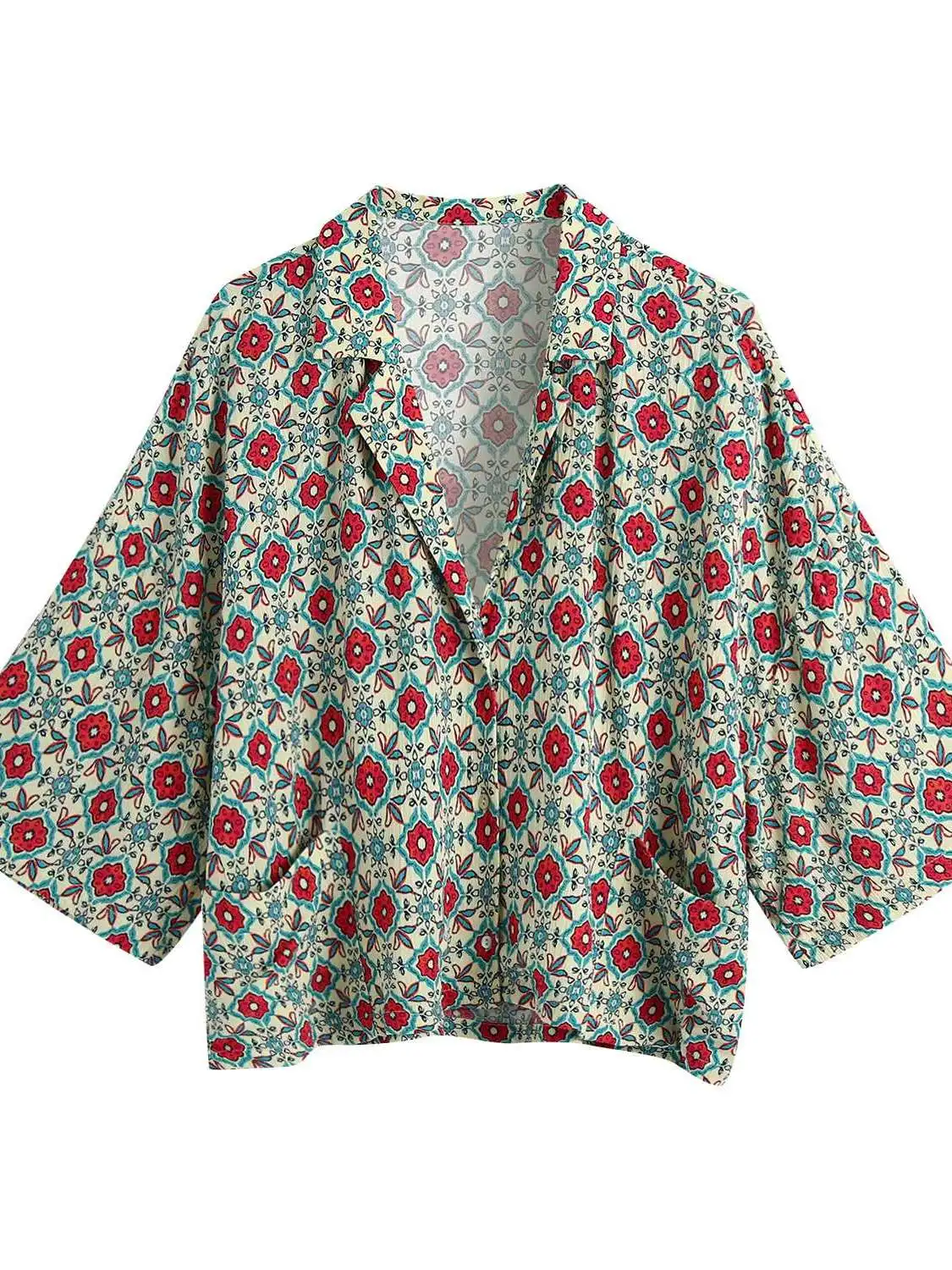 

Summer Women's New Drape Short-Sleeved Shirt Street Style Waist-Cinching Polyester Fiber Short Sleeve Deformable Chinese Prod...