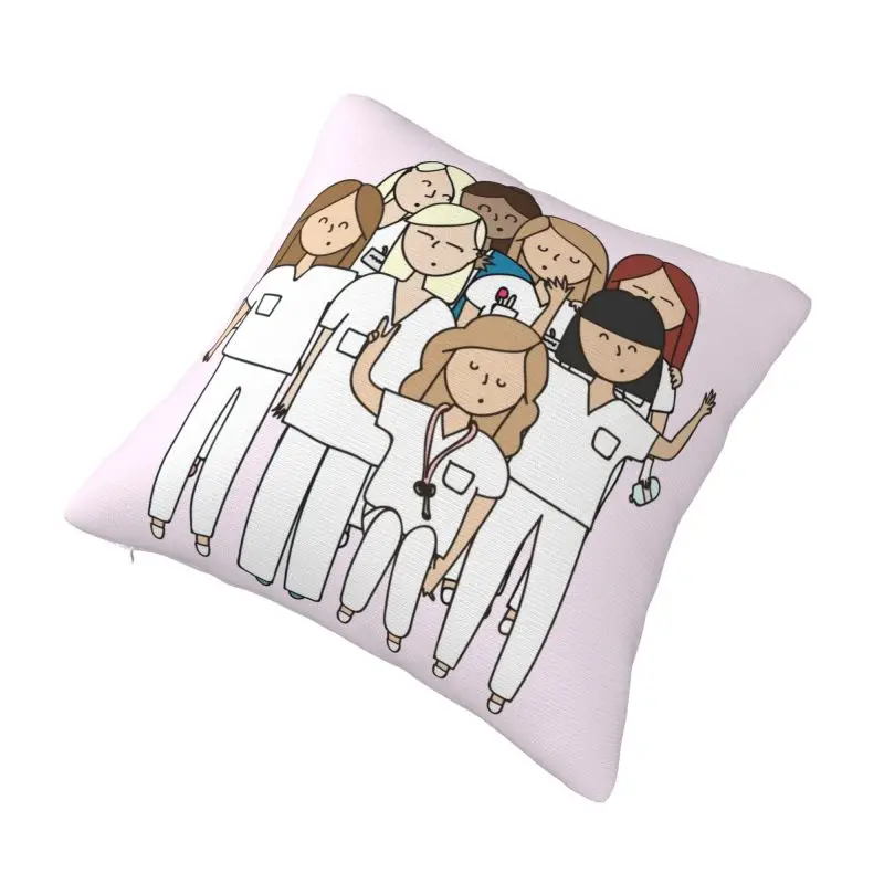 Custom Luxury Cartoon Nurse Cushion Covers 45x45cm Polyester Health Care Nursing Doctors Pillow Case for Car Square Pillowcase