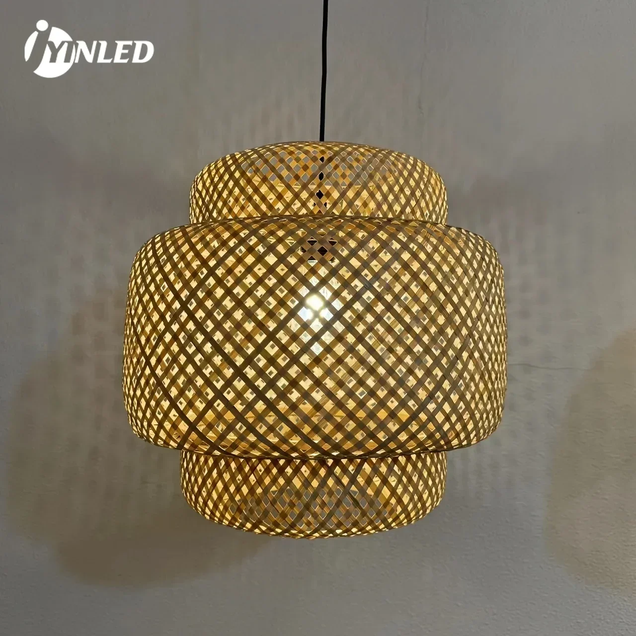 38/50cm Large Size Handcrafted Bamboo Woven Pendant Lamp Dining Woven Artisanal Chandeliers Fixture Bedroom Tea Room E27 Hanging