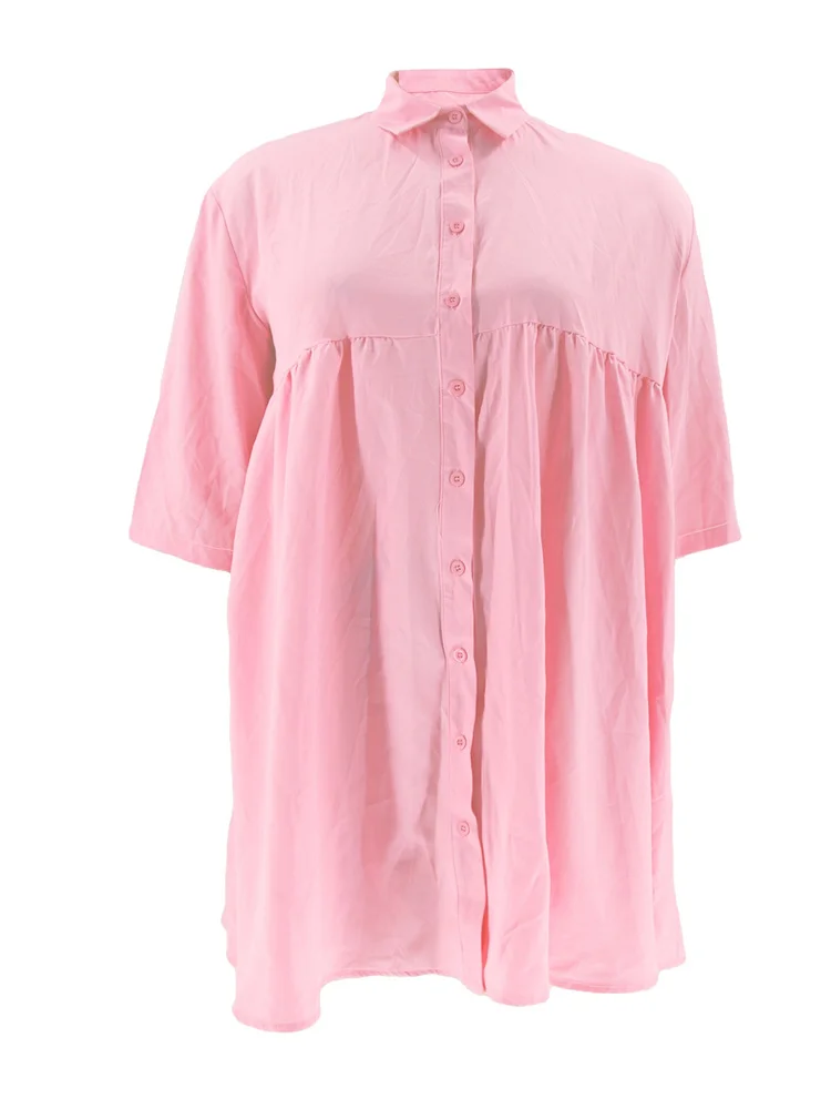 여성을위한 Wmstar 플러스 사이즈 드레스 캐주얼 Loosse 솔리드 ​​우아한 휴일 여름 의류 미니 드레스 도매 Dropshipping 2025